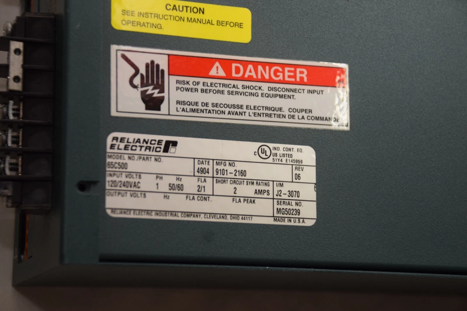 Used RELIANCE ELECTRIC 65C500 Serve Positioning Module Drive 120/240VAC