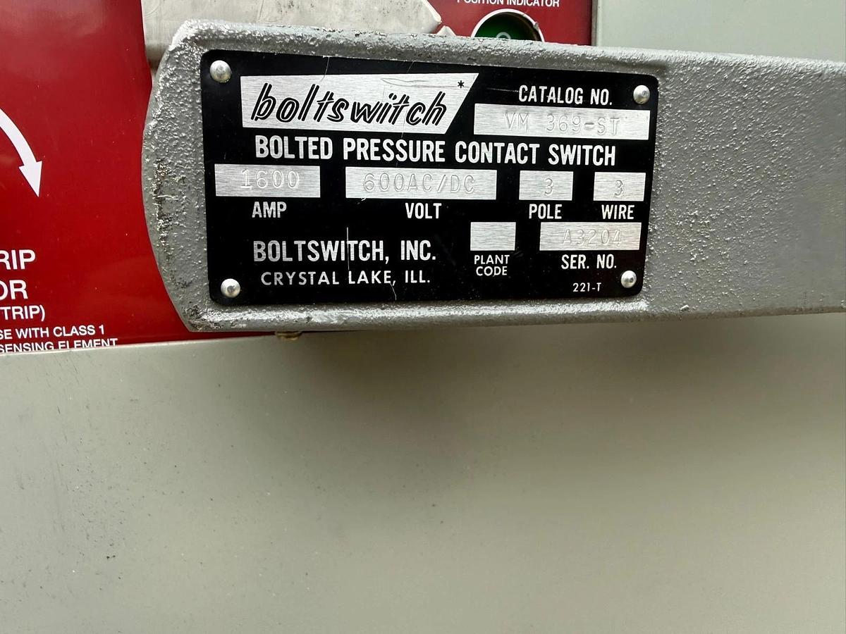 Used Boltswitch Enclosure E3466 2500a Bolted Pressure Contact Switch VM369-ST 1600a