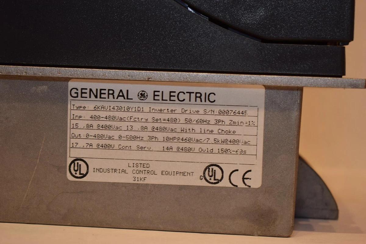 Used GENERAL ELECTRIC GE10 HP  AV-300i  ac drive  6KAVI43010Y1D1  input 400-480V 10HP