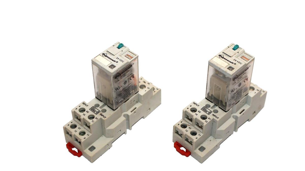 Used Magnecraft 782XAXM4L 24V Coil Relay With Base 70-782D8-1 (Lot of 2)