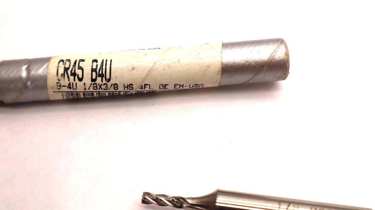 (NEW) RAPIDKUT CR45 B4U , B-4U 1/8" x 3/8" HS 4FL BE EM-USA Double End Mill