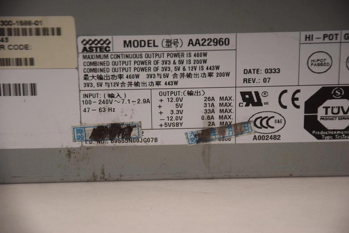 Used ASTEC AA22960 460W Power Supply
