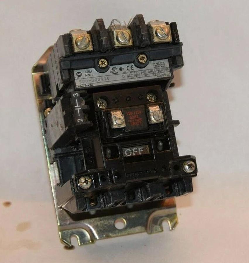 Used ALLEN BRADLEY 500-B0S930 Series B Size 1 3-5P 1PH 110-115V 50Hz Coil Contactor