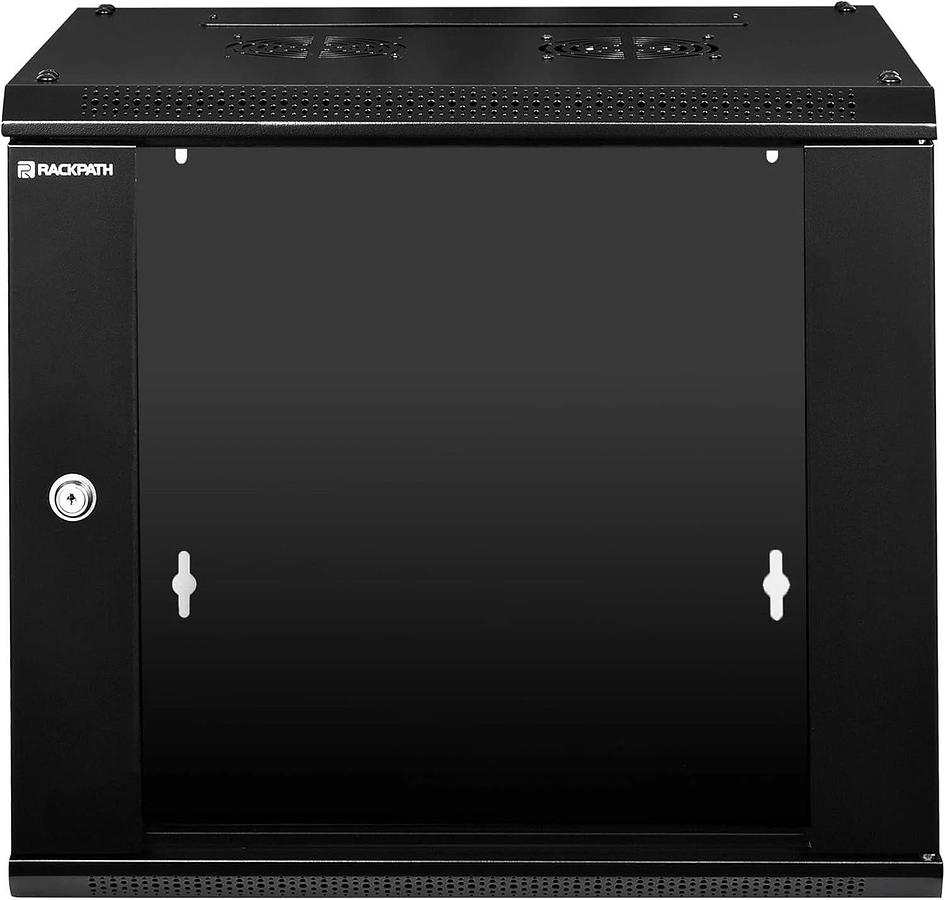RackPath 12U Wall Mount Rack Enclosure, Cooling Fan Brand New