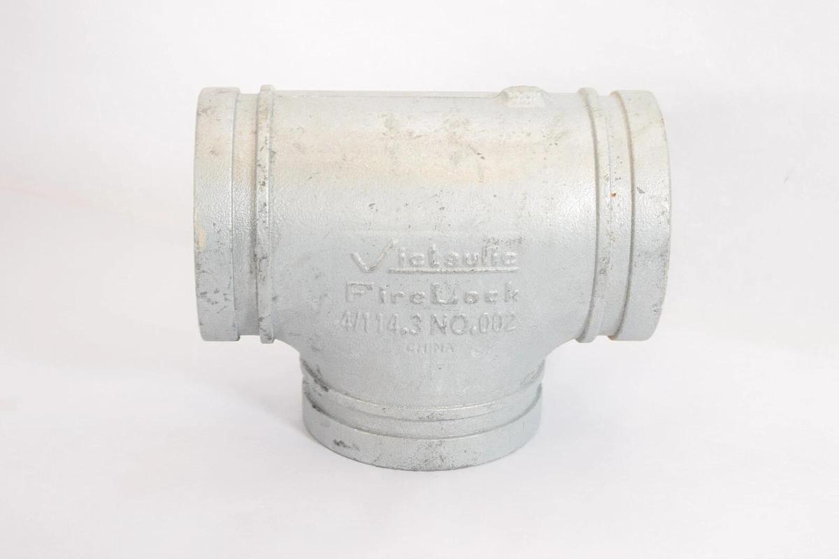 (NEW) VICTAULIC 4/114.3 No. 002 C-E=4.00 IN 4" FireLock Straight Grooved Tee