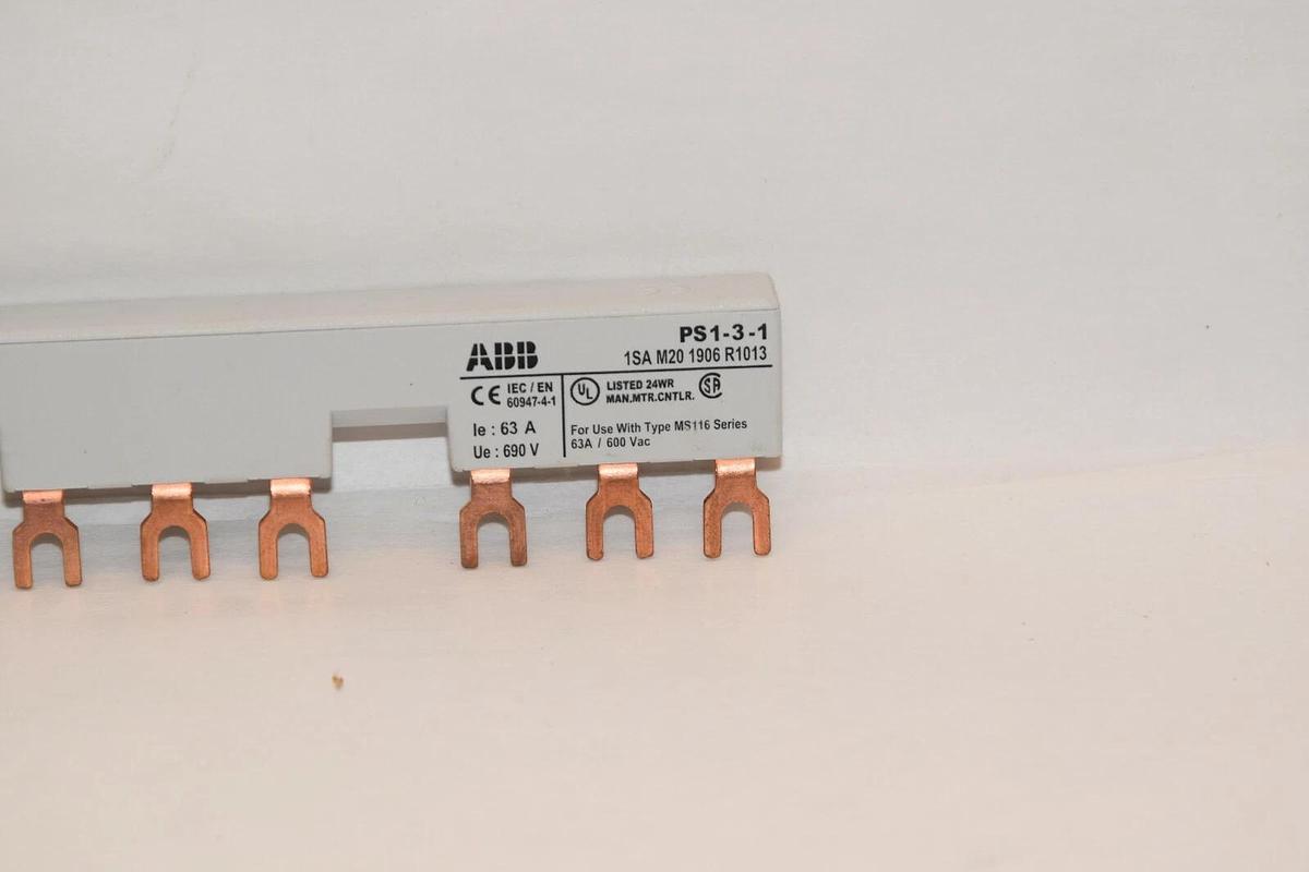(NEW - Lot of 2) ABB PS1-3-1 MS116 63A Busbar