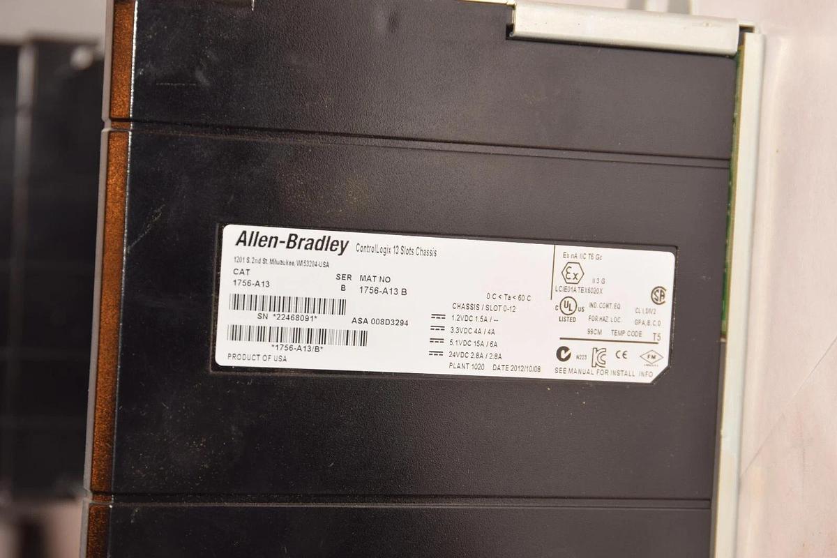 Used ALLEN BRADLEY 1756-A13 1756A13 Ser B 13 Slot Chassis W/ 1756-PA75/B Power Supply