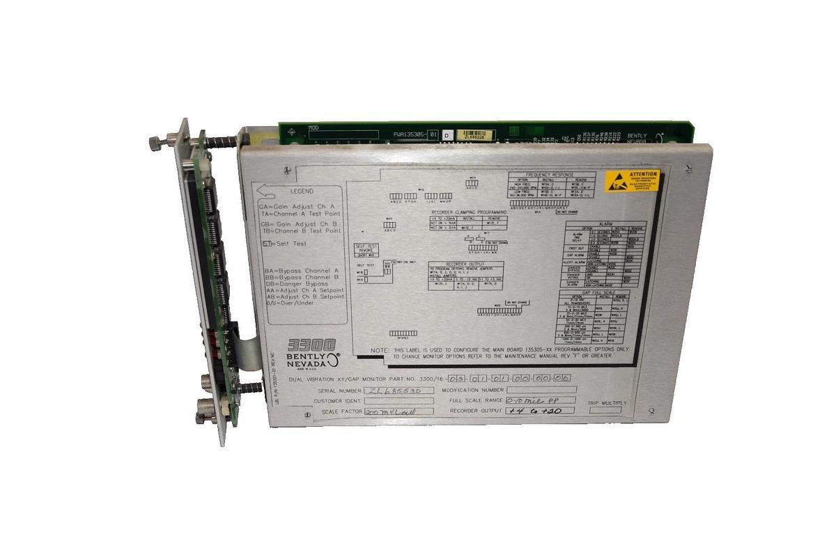 Used Bently Nevada 3300/16-03-01-01-00-00-06 Dual Vibration XY/GAP Monitor Module