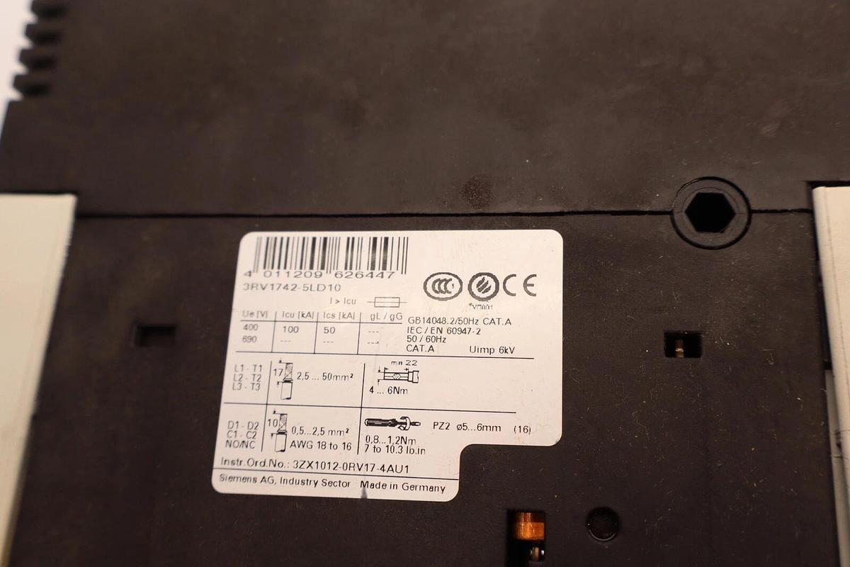 Used SIEMENS Sirius Breaker 3RV1742-5LD10 3RV1742-5LD10 60 Amp 60A 3P