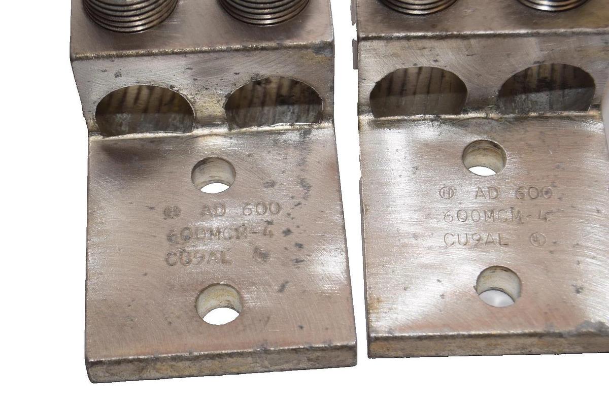 Used ILSCO AD 600 600MCM-4 CU9AL Aluminum Double Mechanical Lugs (Lot of 2)