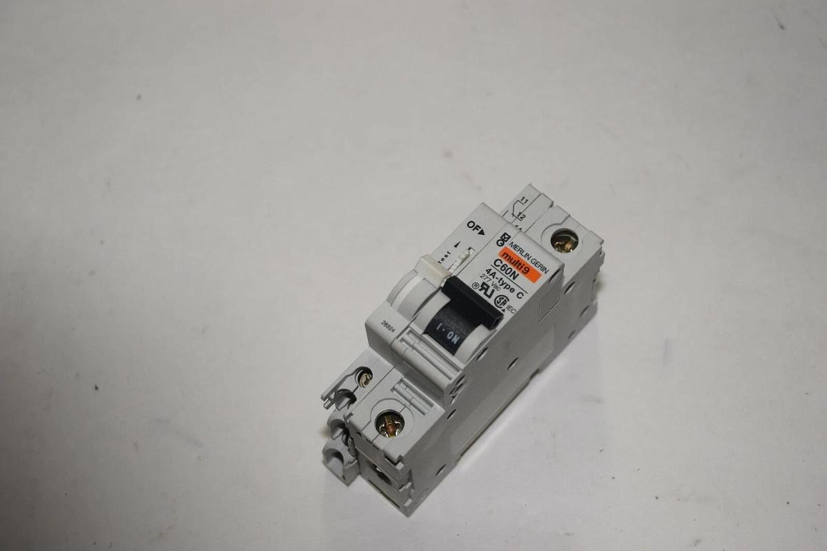 Used MERLIN GERIN C60N MULTI9 4A 277VAC TYPE C 2 POLE CIRCUIT BREAKER