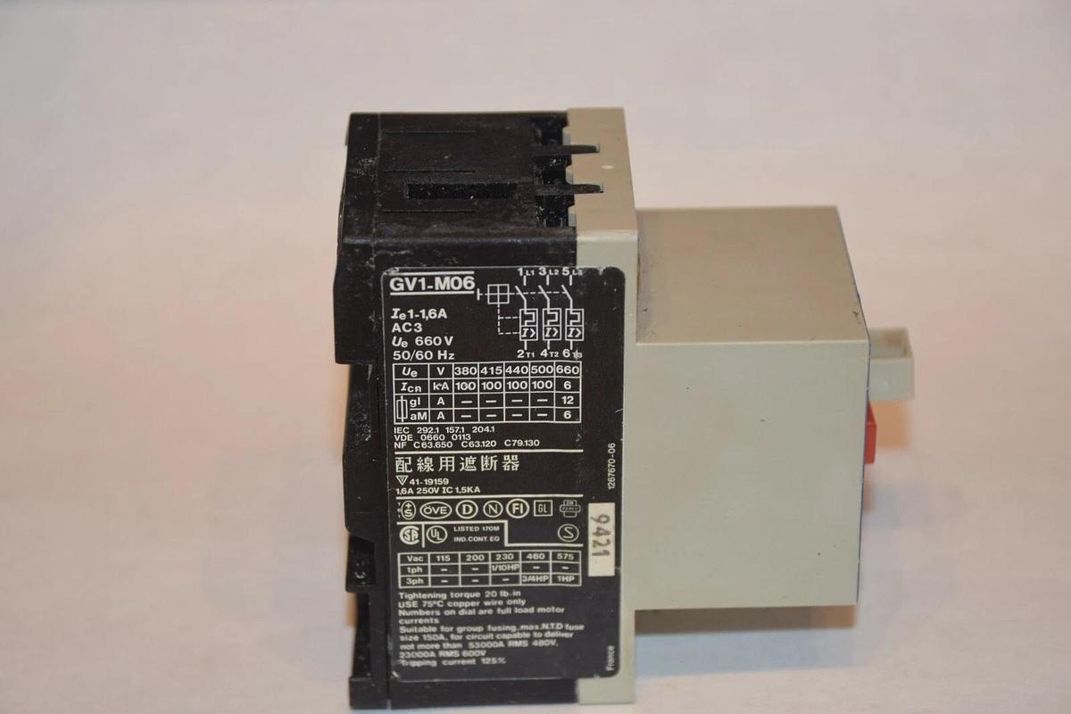 Used TELEMECANIQUE GV1-M06 GV1M06 1-1.6A 660V 50/60Hz MOTOR CIRCUIT BREAKER