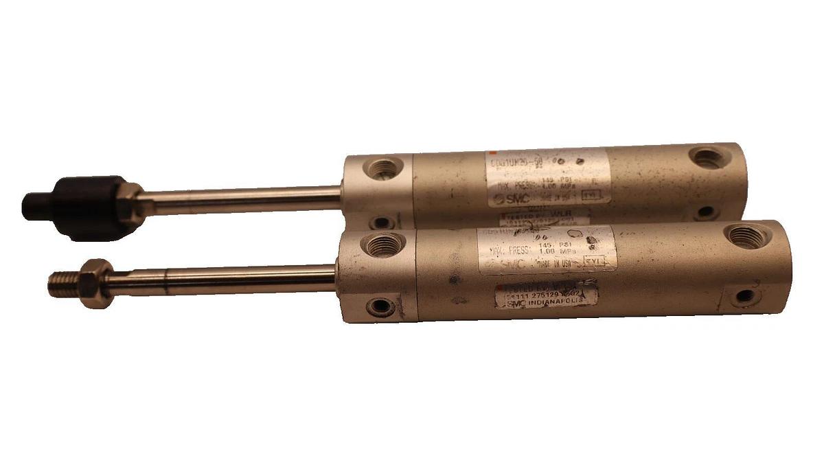 Used (Lot of 2) SMC CDG1UN20-50 , CDG1UN2050 145psi 1.0MPa Pneumatic Cylinder