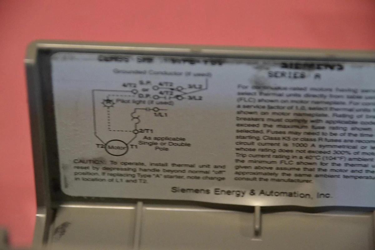 Siemens Manual Motor Starter SMF FO  SMF-FO SMFFO SER. A NEW
