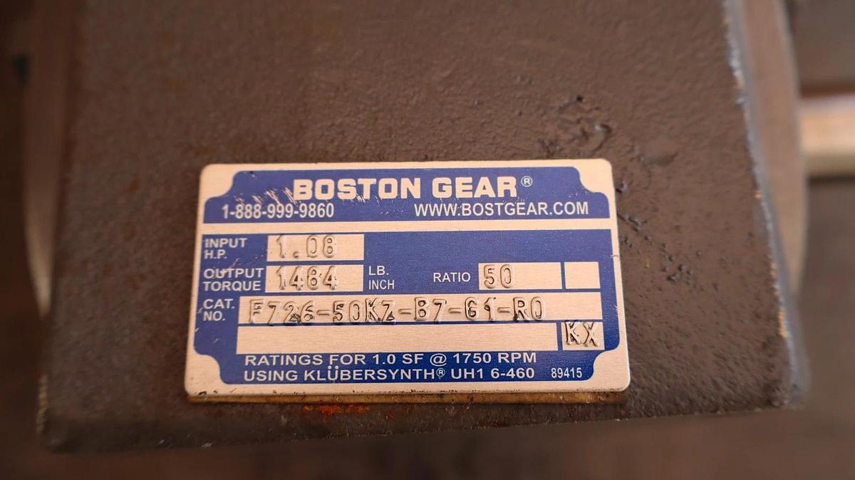 Boston Gear Speed Reducer F726-50KZ-B7-G1-R0 Ratio 50 1484 lb-in 1.08HP (New)