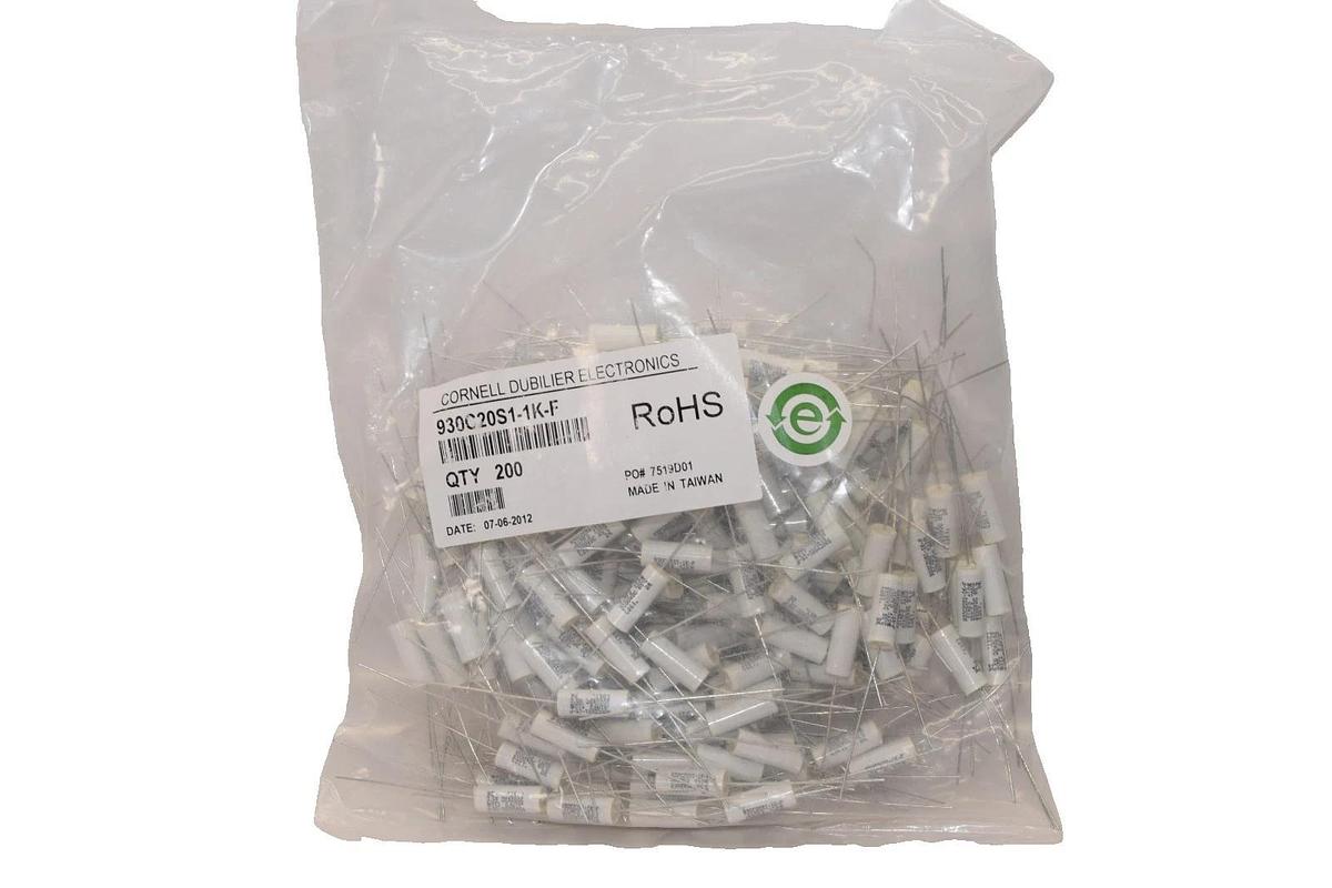 Used Cornell Dubilier Capacitors 930C20S1-1K-F  2000VDC +-10% (Lot of 200) (New)
