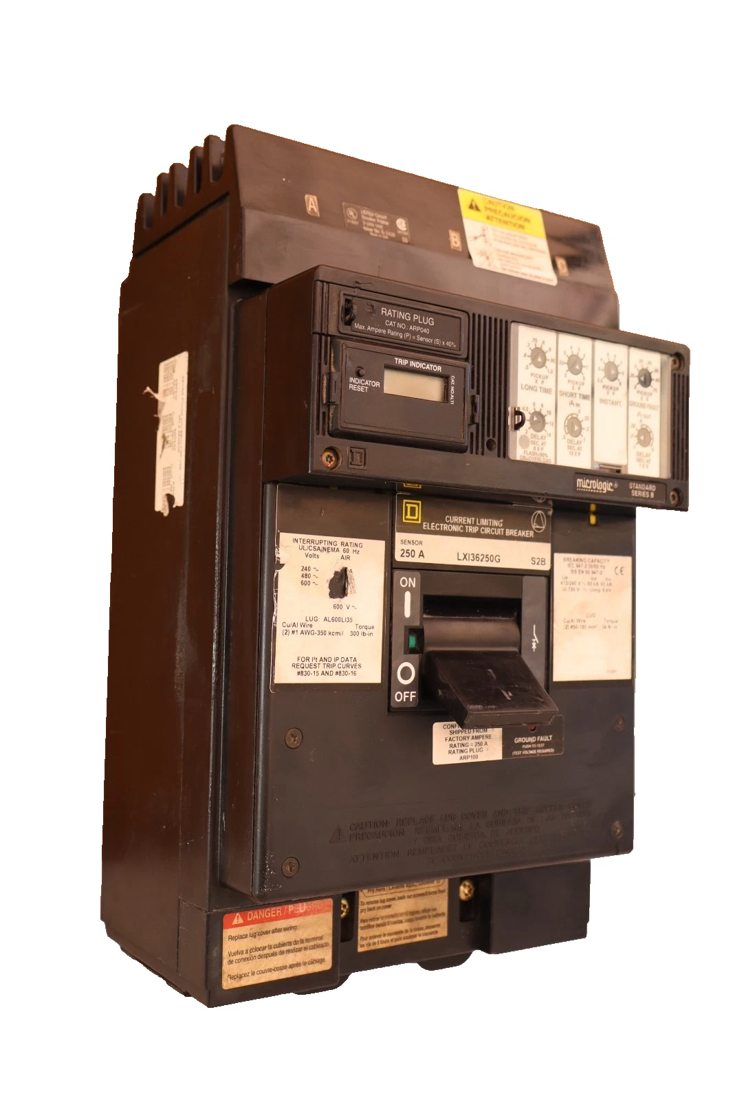 Used Square D Breaker 250A 250 Amp LXI36250G ARP040 Micrologic SerB Ground Fault