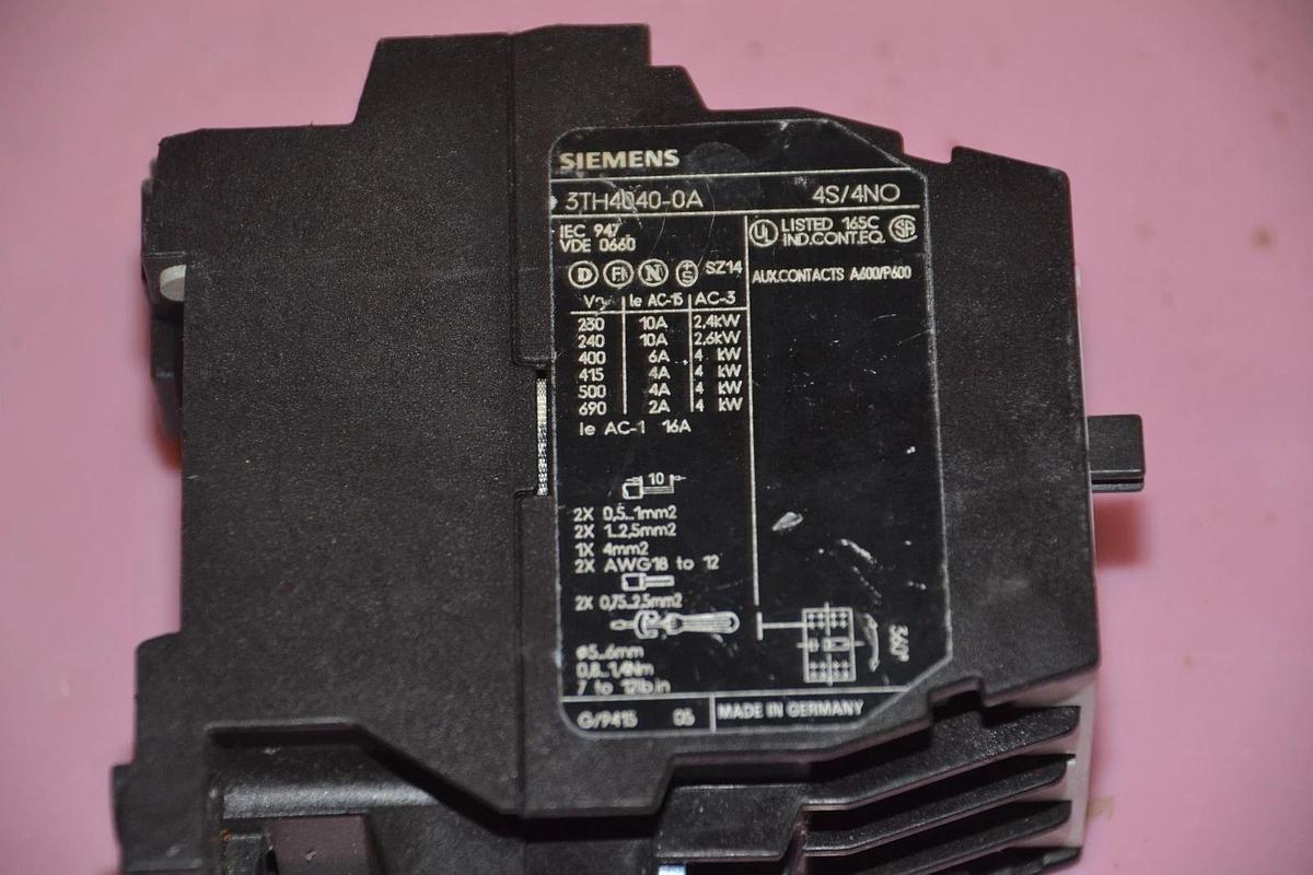 Used SIEMENS RELAY 3TH4040-0A 3TH4040 0A 3TH40400A 16 A 220/240 V 50/60 HZ