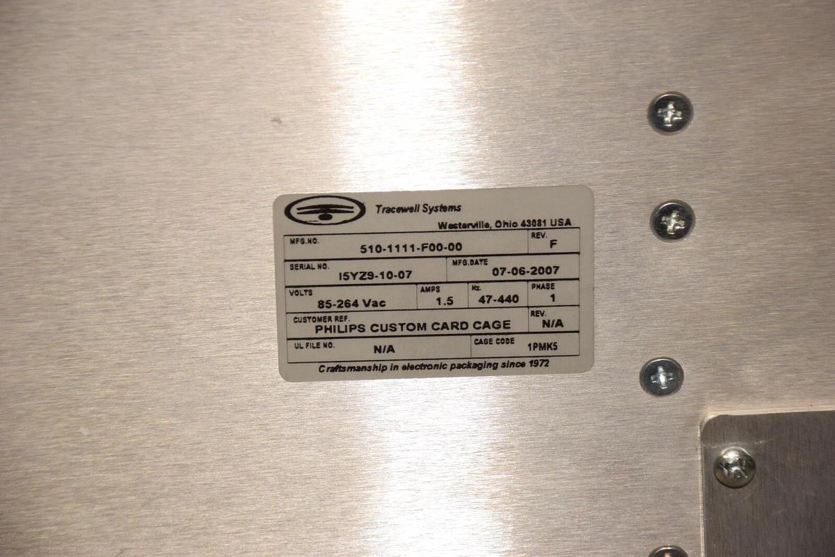 Used TRACEWELL PHILIPS 510-1111-F00-00 1PMK5 4535 679 Card Cage PLC Frame Chassis