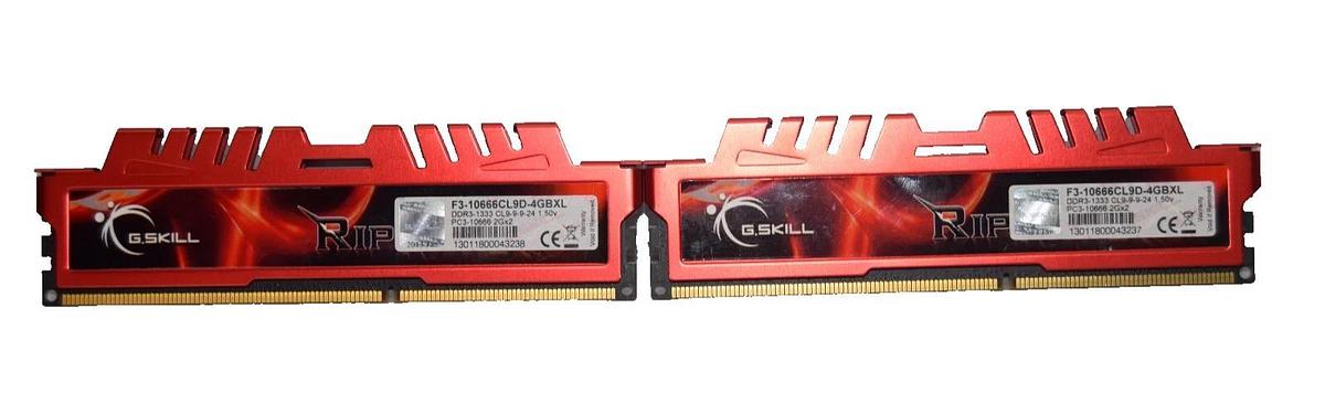 Used (LOT OF 2) G.Skill Ripjaws DDR3 RAM 2GB (2x2GB) F3-10666CL9D-4GBXL
