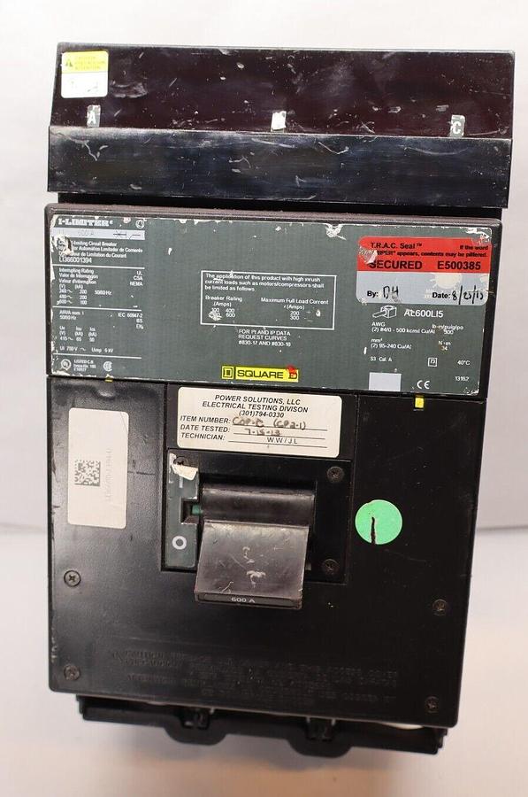 Used Square D I-Limiter Circuit Breaker 600 Amp 600A LL600A LI366001394 w/ LC11021