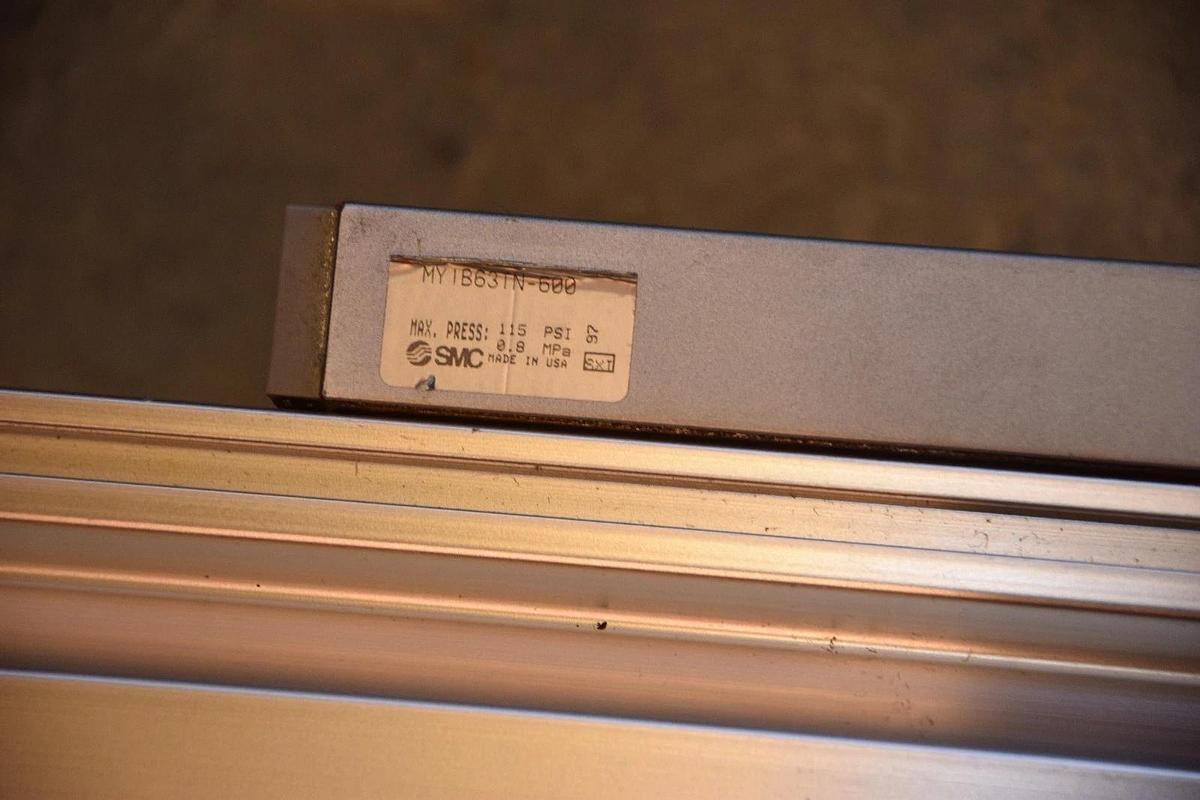 Used SMC MY1B63TN-600 Rodless Air Cylinder Pneumatic Cylinder 115 psi .80 MPa