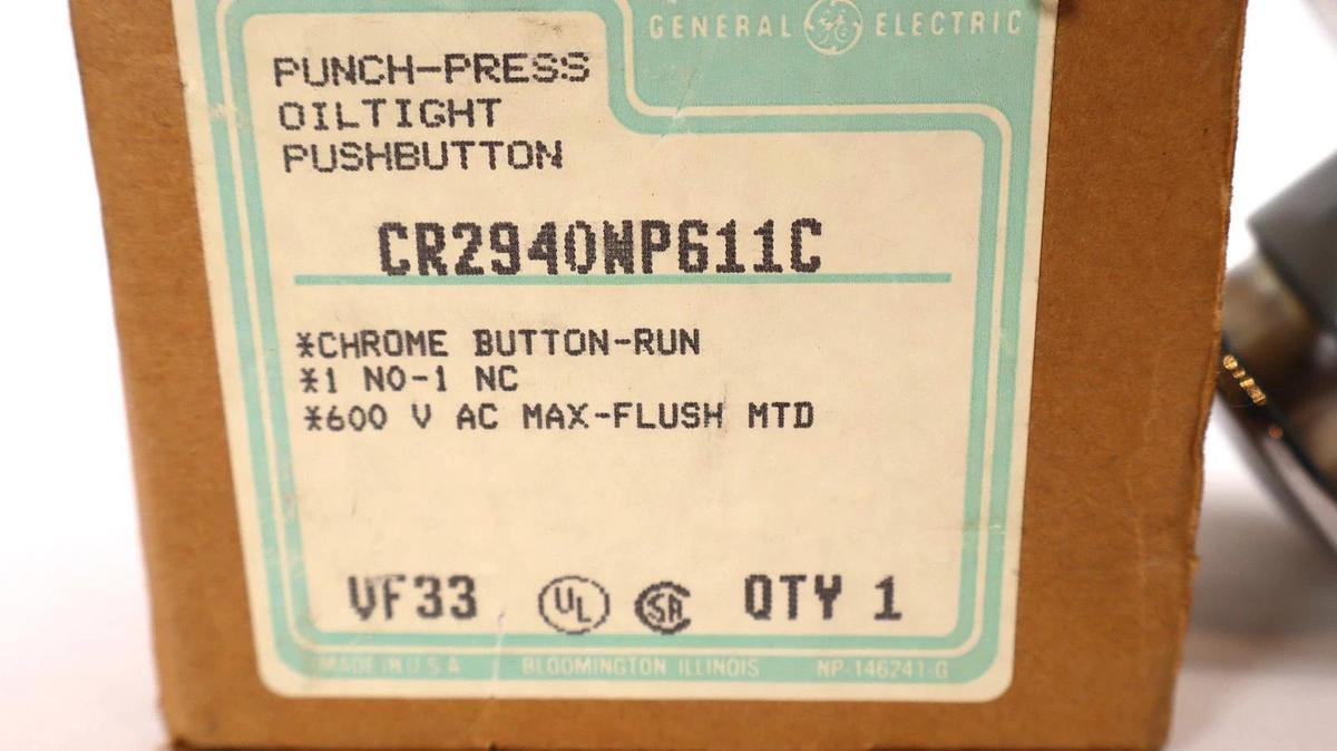 General Electric / GE CR2940NP611C 600Vac Punch-Press Pushbutton , Chrome (New)