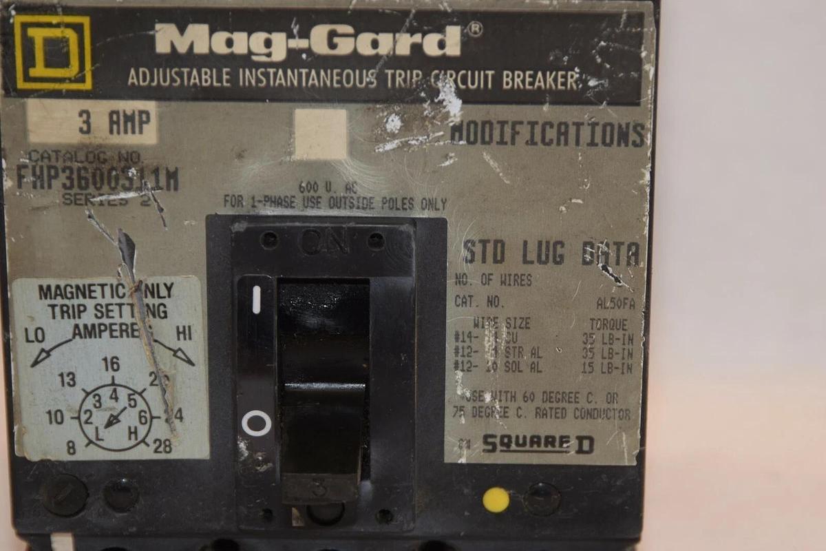 SQUARE D FAP3600311M 3A 3 Amp 3 A 600Vac 3P Mag-Gard Circuit Breaker