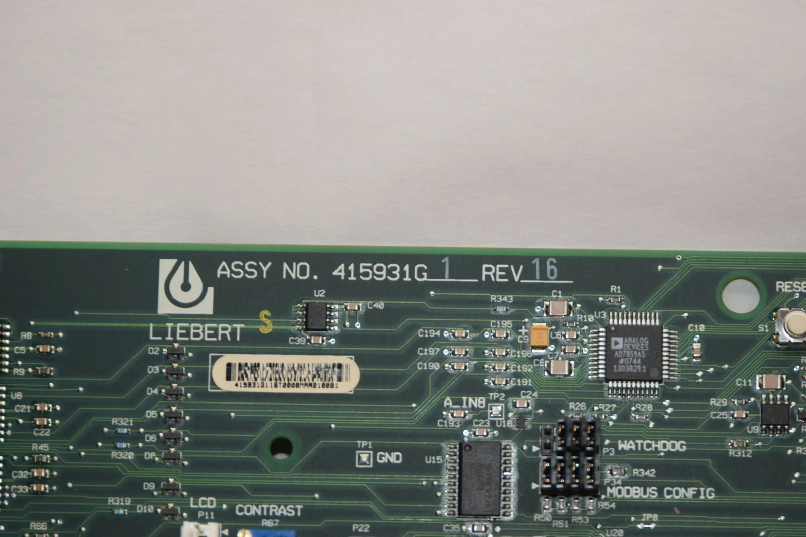 Used EMERSON / LIEBERT 415931G1 Rev 16 Control Board
