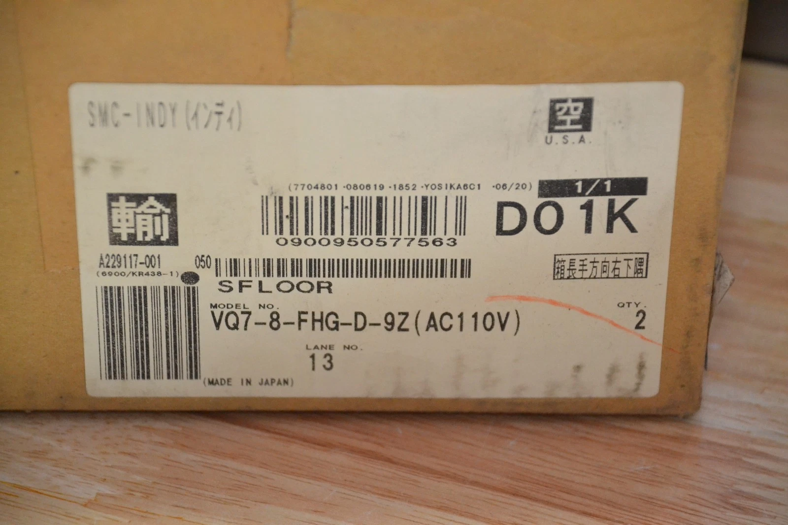 Used SMC VQ7-8-FHG-D-9Z 110Vac Pneumatic Solenoid Valve ac1 NEW
