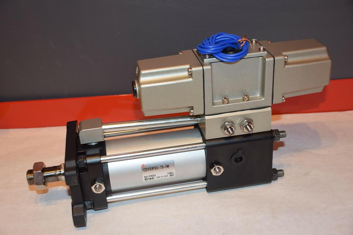 (New) SMC CDVS1F50-75-1W WITH VS4224-001 0-1MPa PNEUMATIC CYLINDER WITH VALVE