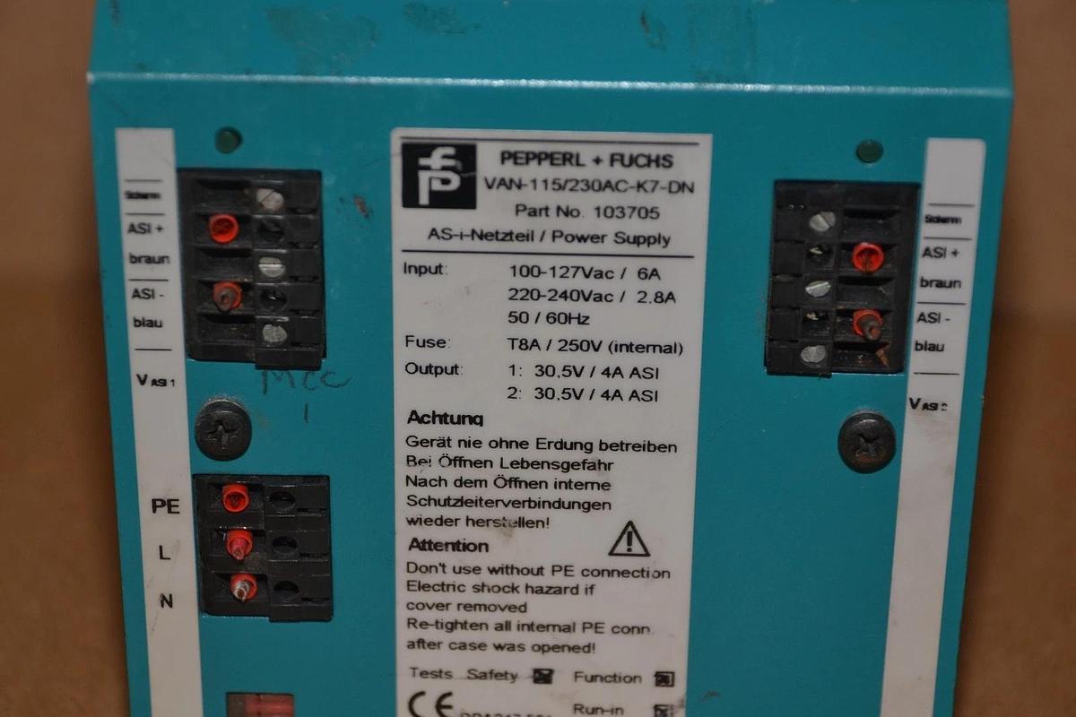 Used PEPPERL + FUCHS Power Supply VAN-115/230AC-K7-DN VAN115/230ACK7DN 103705