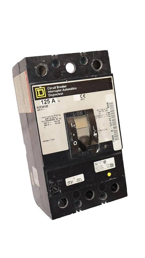 Used Square D 125a Circuit Breaker KCF34125  125 Amp 3P 480V
