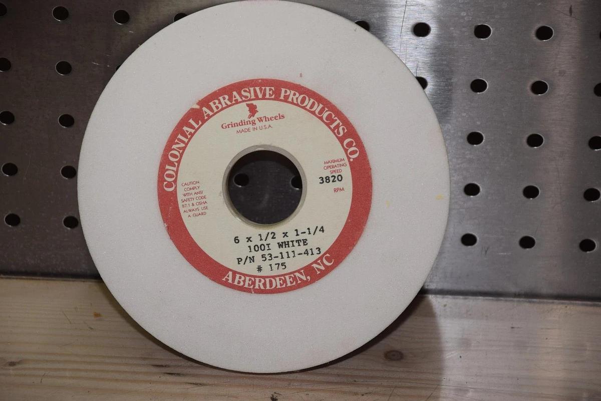 Colonial Abrasive 53-111-413, 100I White Grinding Wheel  6" x 1/2" x 1-1/4"