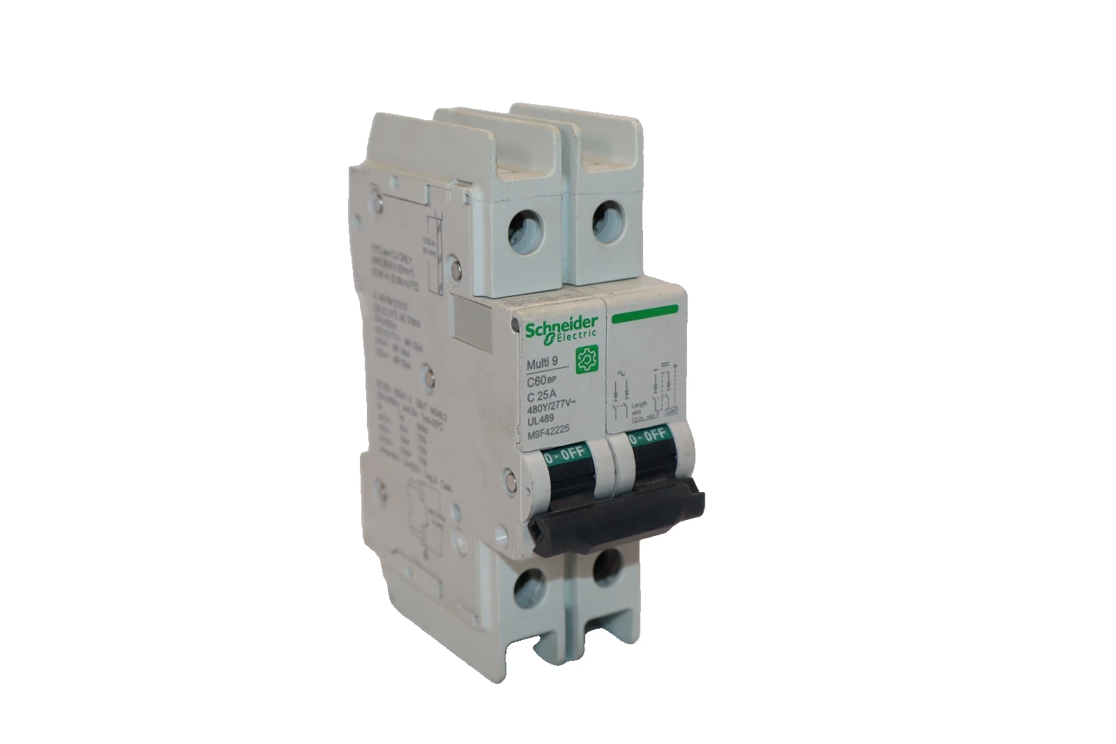 Used Schneider Electric M9F42225 25A Amp 2 Pole Multi 9 Circuit Breaker