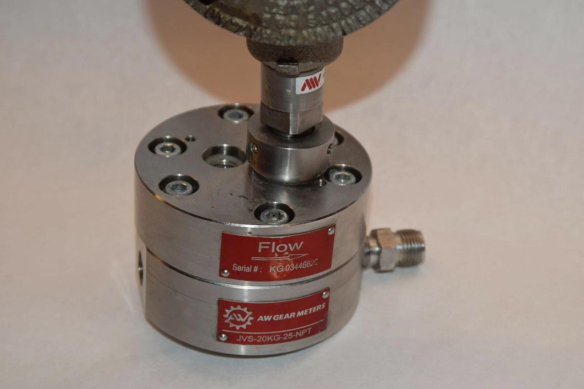 Used AW COMPANY Gear Flow Meter JVS-20KG-25 NPT Geared Flow Meter JVS-20KG-25-NPT