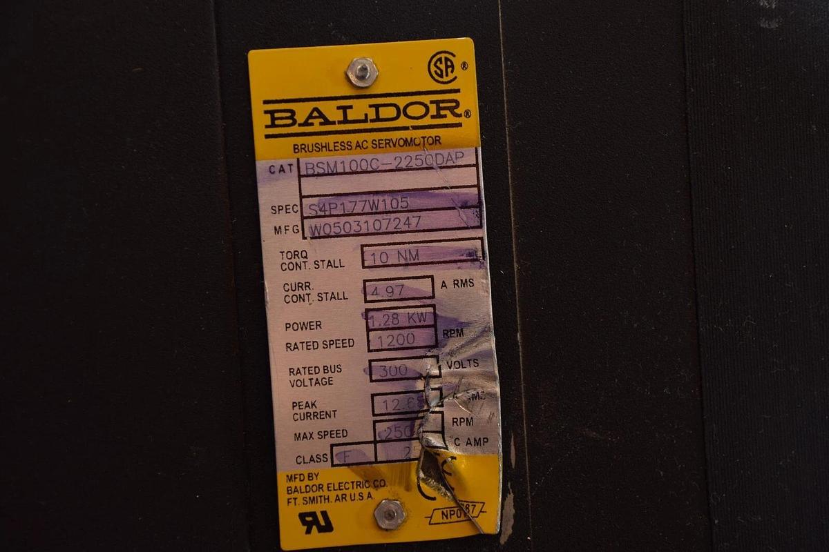 Used Baldor Brushless Servo Motor BSM100C-2250DAP S4P177W105 W0503107247 10nm 1.28kw