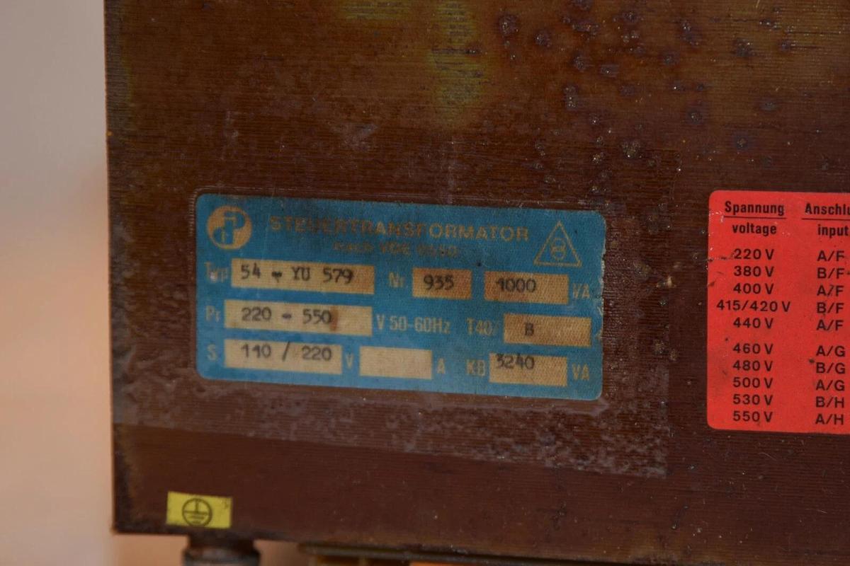 Used STEUERTRANSFORMATOR VDE 0550 54-YU 579 T40/B 50/60Hz 110/220V Transformer 3240va