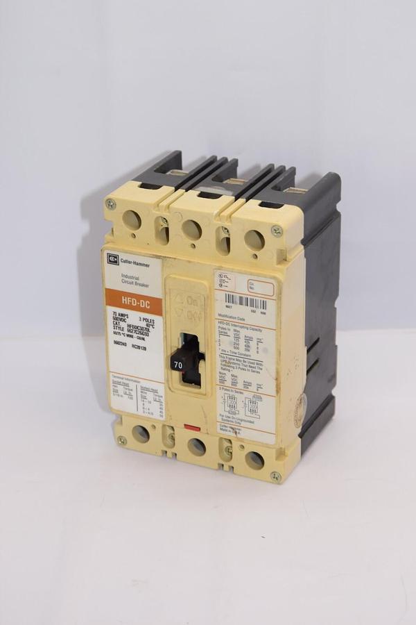 (NEW) CUTLER HAMMER HFDDC3070L 70A 70 Amp 3P 600Vdc Industrial Circuit Breaker