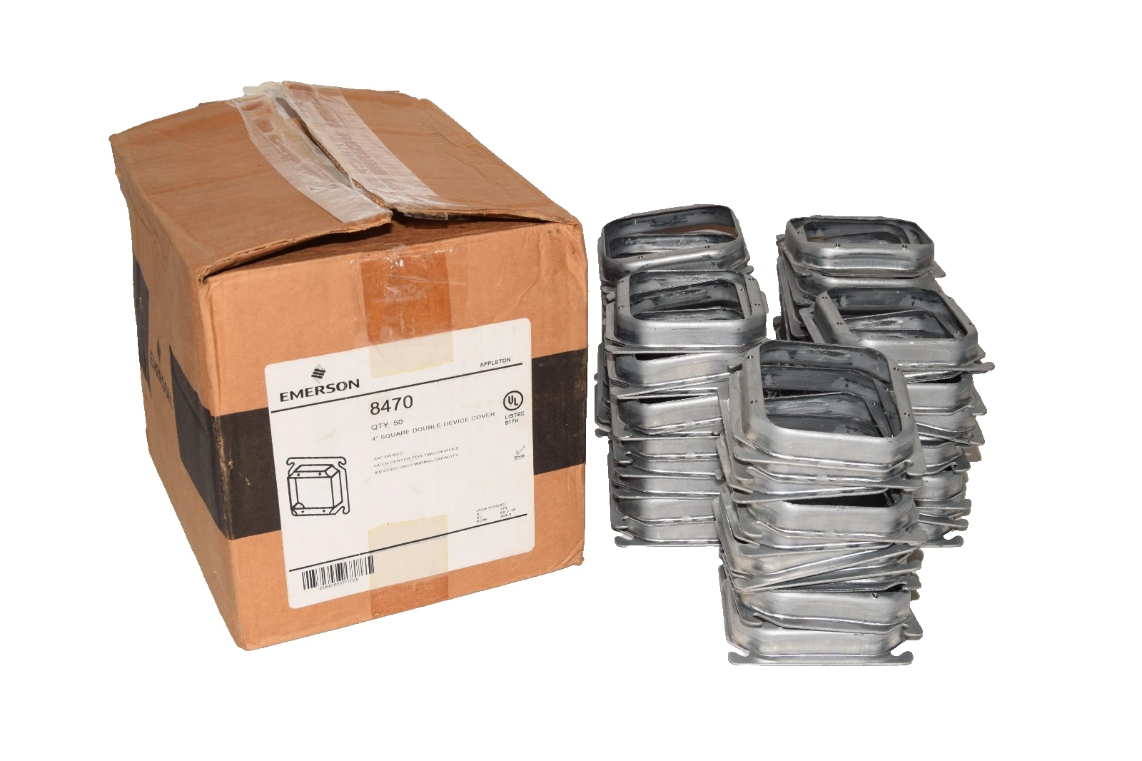 Emerson 4" Square Double-Device Cover 8470 (New Box of 50)