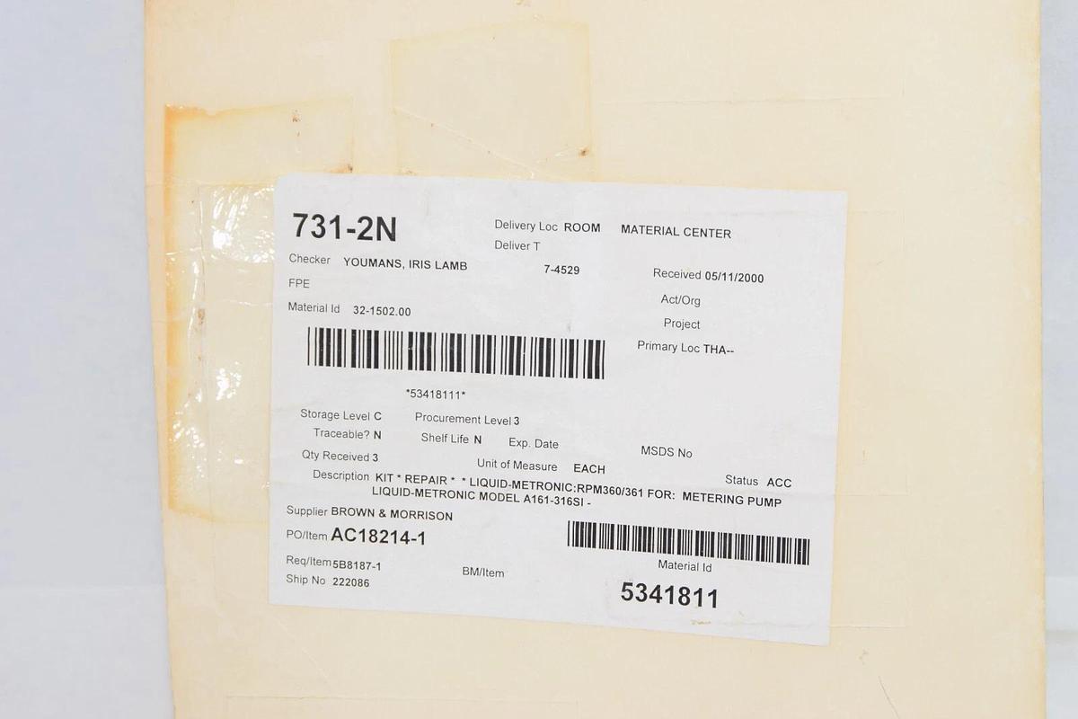 RPM PRO PAC LMI Milton Roy RPM-360/361 Diaphragm Pump Rebuild Kit (New)