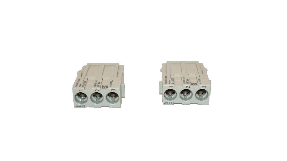 Harting Male Module Insert Han 3 MOD M-S 40A Plug 09140032601 2-Pack (New)