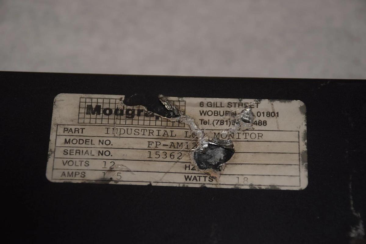 Used Modgraph Industrial FP-AM12,  LCD Monitor, 12V, 1.5A, 18watts (untested)