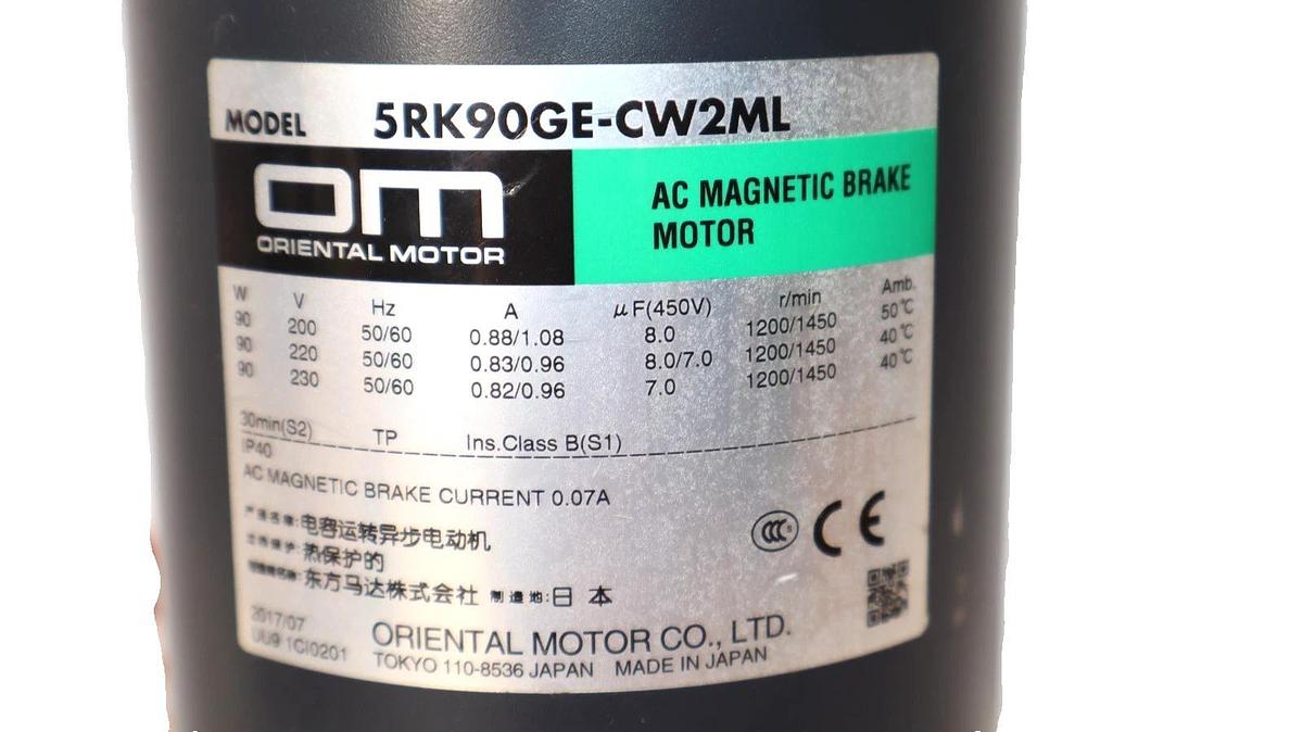 Used Oriental Motor 5RK90GE-CW2ML , 5RK90GECW2ML 0.07A Ac Magnetic Brake Motor