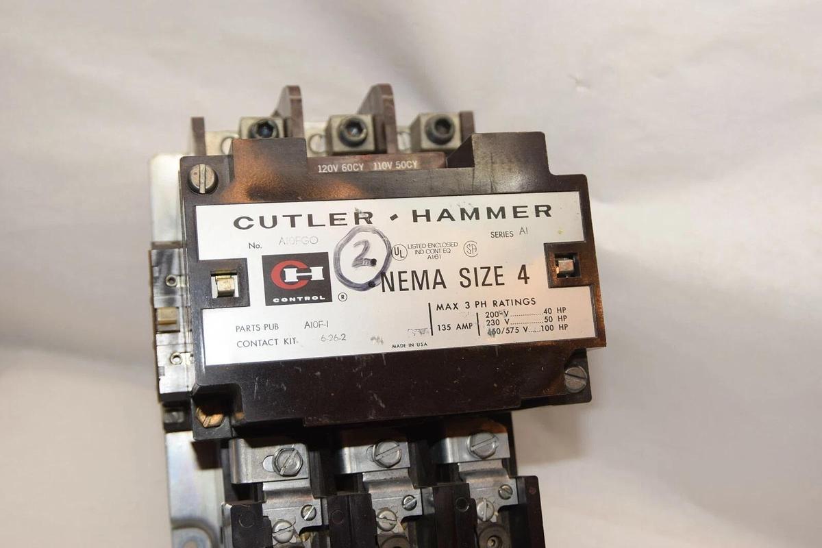 Used CUTLER HAMMER Motor Starter  A10FGO A10FG0 Series A1 Size Sz 4 3PH 120V Coil