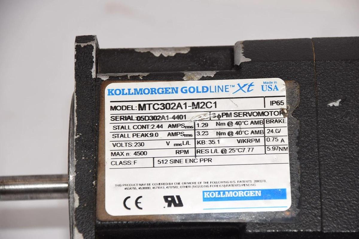 Used KOLLMORGEN MTC302A1-M2C1 230V 4500rpm Goldline XT Servo Motor