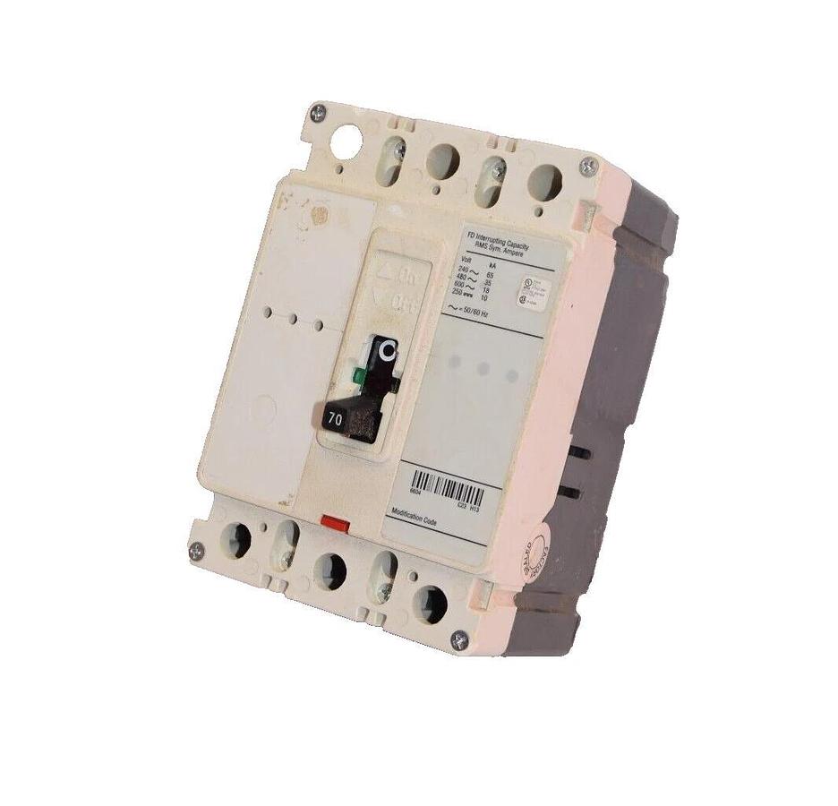 Used WESTINGHOUSE FD SERIES 3p 3 Pole 70A 70 Amp Breaker *CHIP*