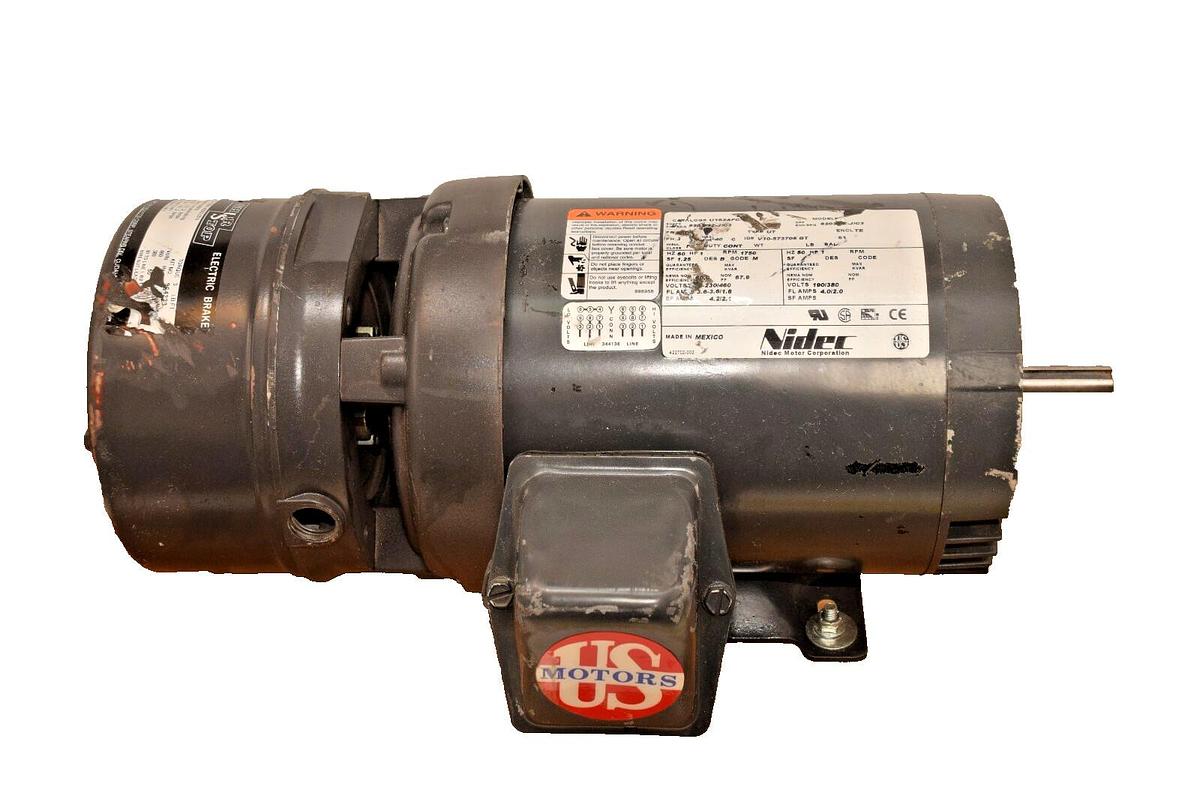 U.S. Motors U1P2DFC 1hp 208-230/460 1800 RPM Shur Stop Brake 105631106003 (New)