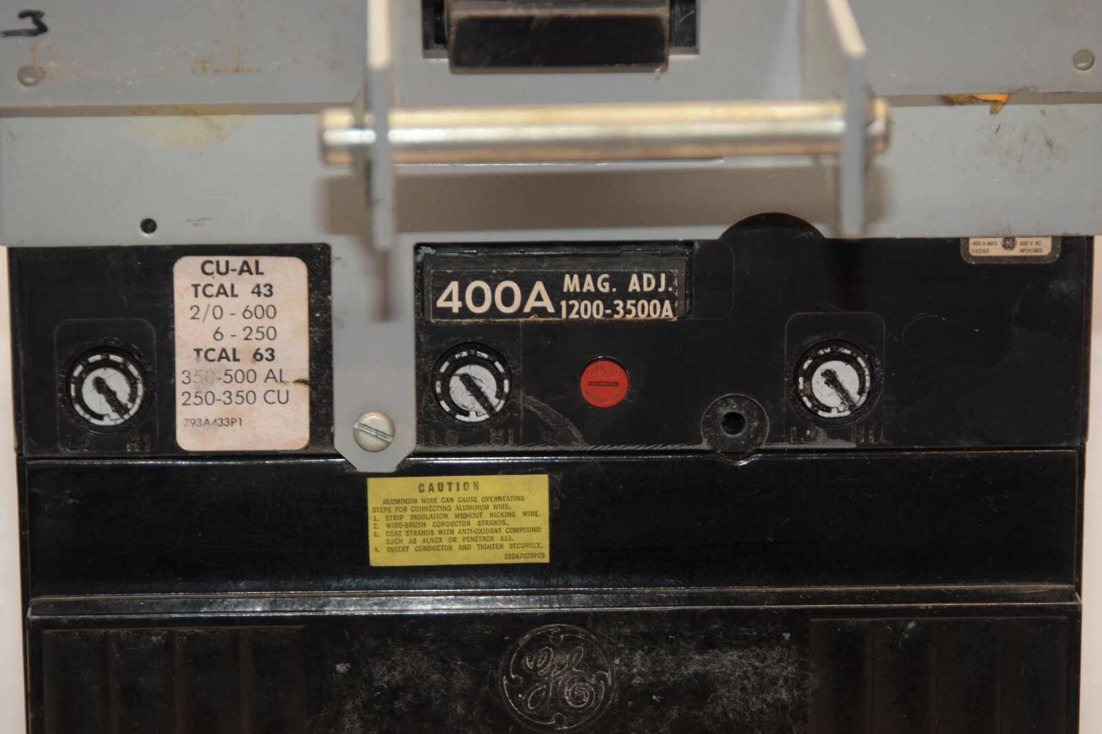 Used GE GENERAL ELECTRIC Breaker Tri-Break TB43F 400A 400 Amp 1200-3500A Adj 3P