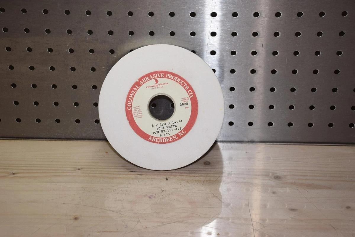 Colonial Abrasive 53-111-413, 100I White Grinding Wheel  6" x 1/2" x 1-1/4"